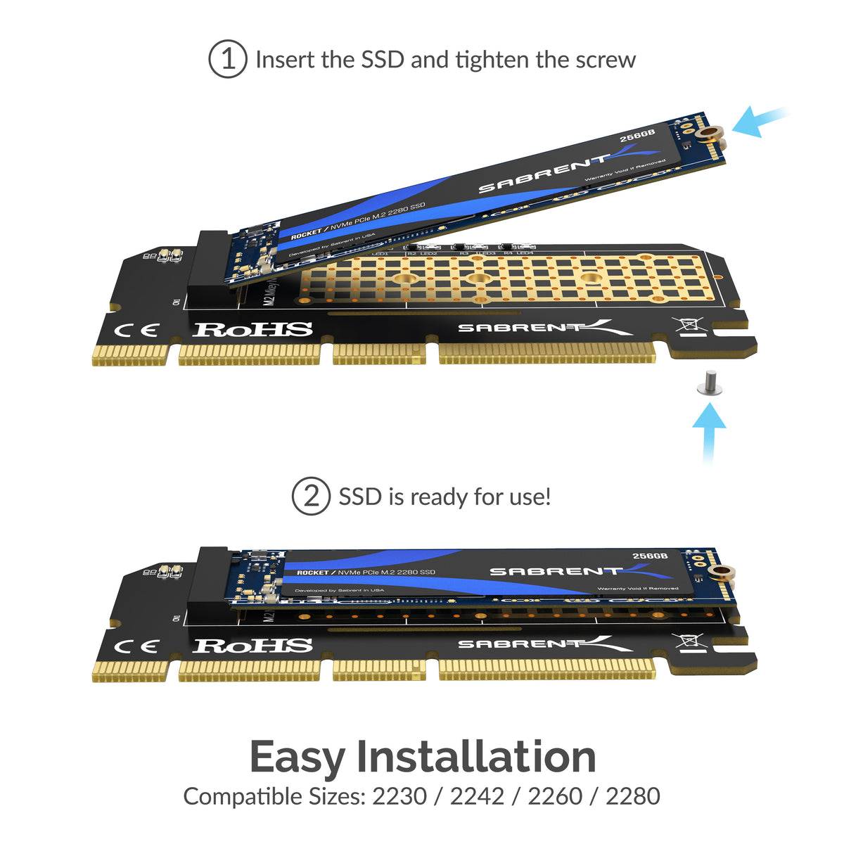 NVMe M.2 SSD to PCIe X16/X8/X4 Card