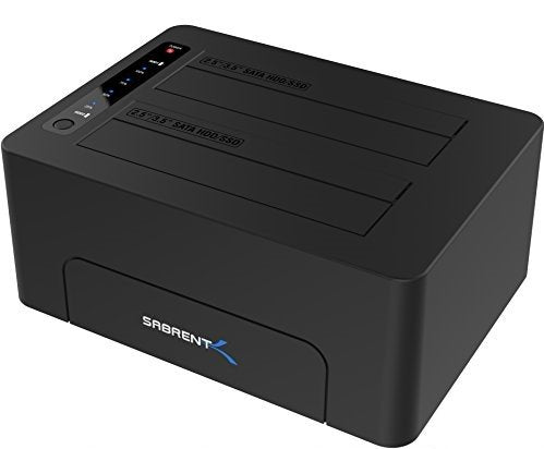 USB 3.0 to SATA Dual Bay Hard Drive Docking Station for 2.5" or 3.5" HDD, SSD