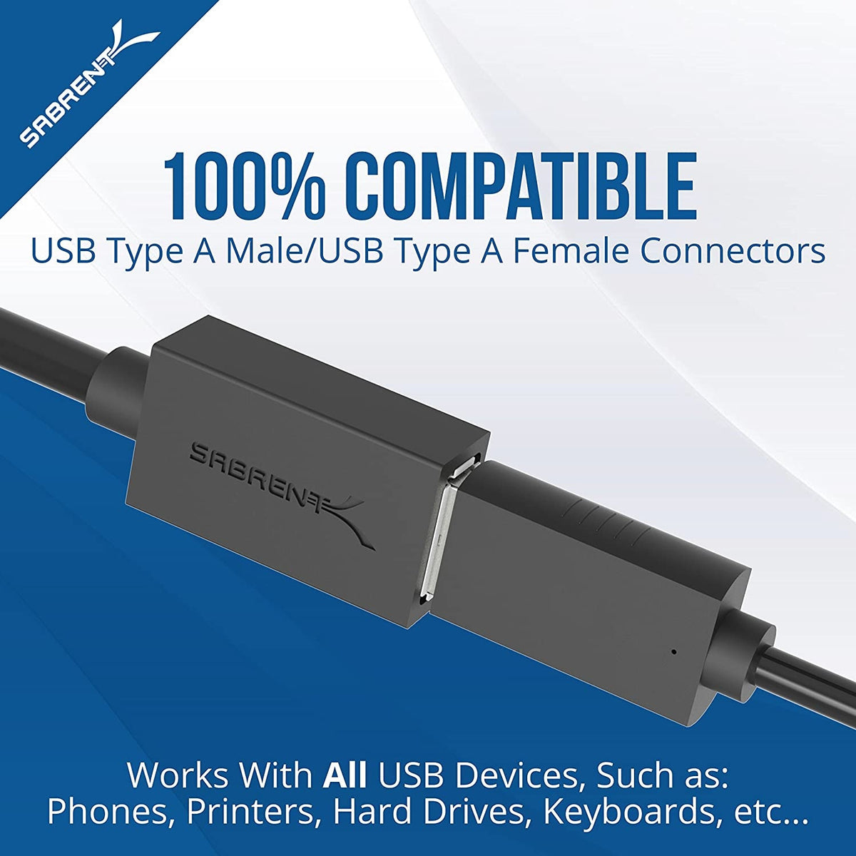 22AWG USB 3.0 Extension Cable - A-Male to A-Female [Black] 3 Feet