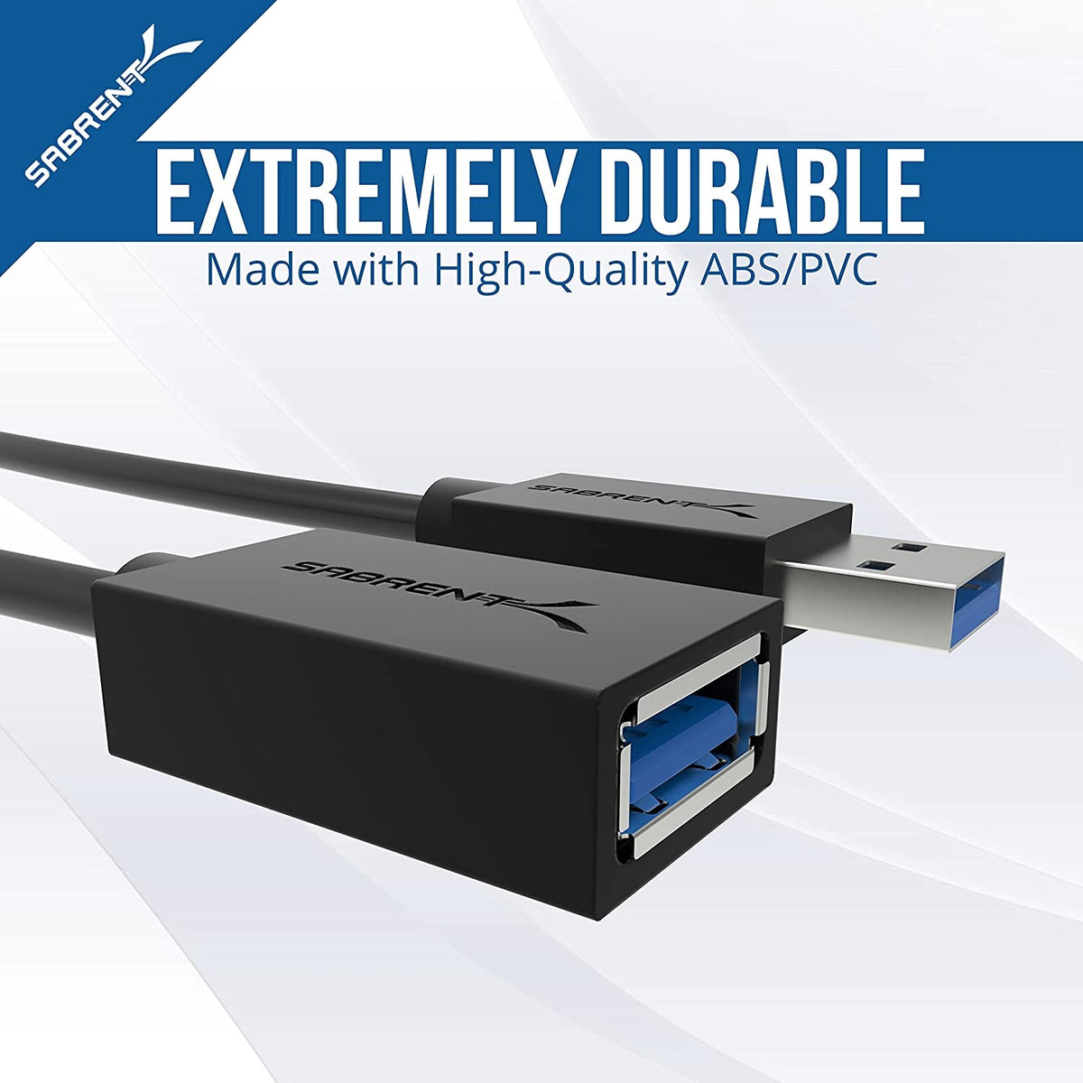 22AWG USB 3.0 Extension Cable - A-Male to A-Female [Black] 3 Feet