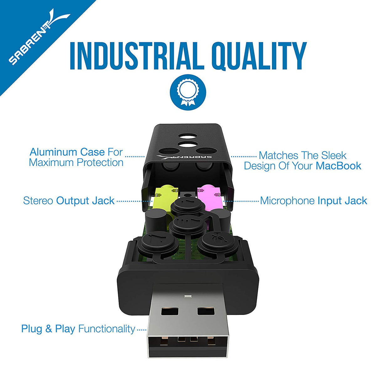 USB Aluminum External 3D Stereo Sound Adapter