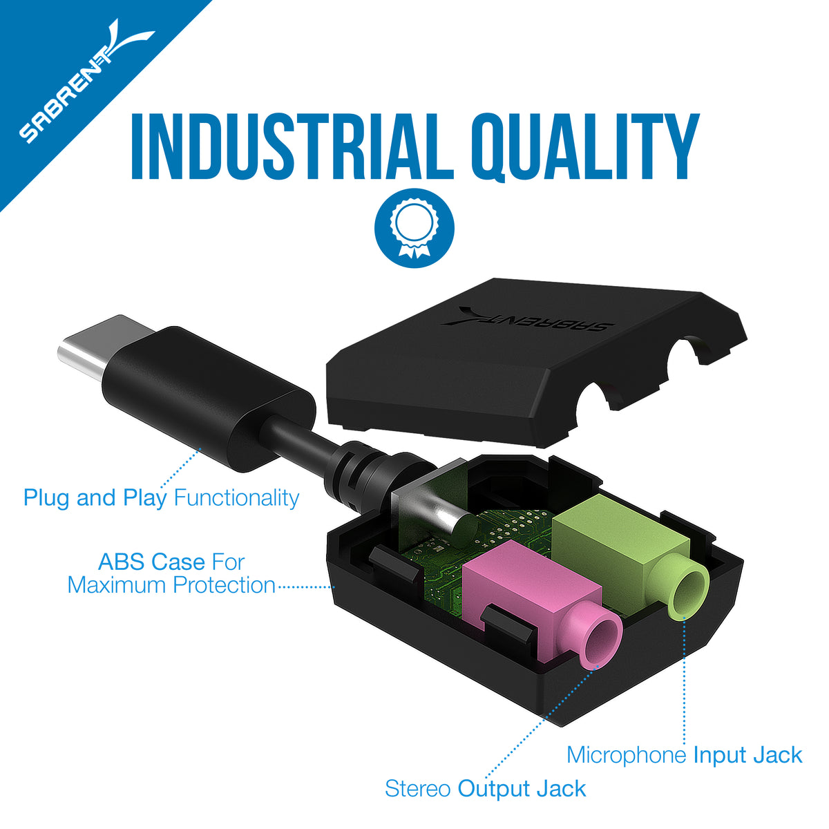 USB Type-C External Stereo Sound Adapter for Windows and Mac