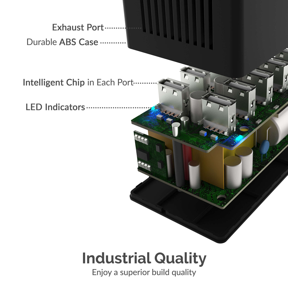 60 Watt (12 Amp) 10-Port Smart USB Rapid Charger