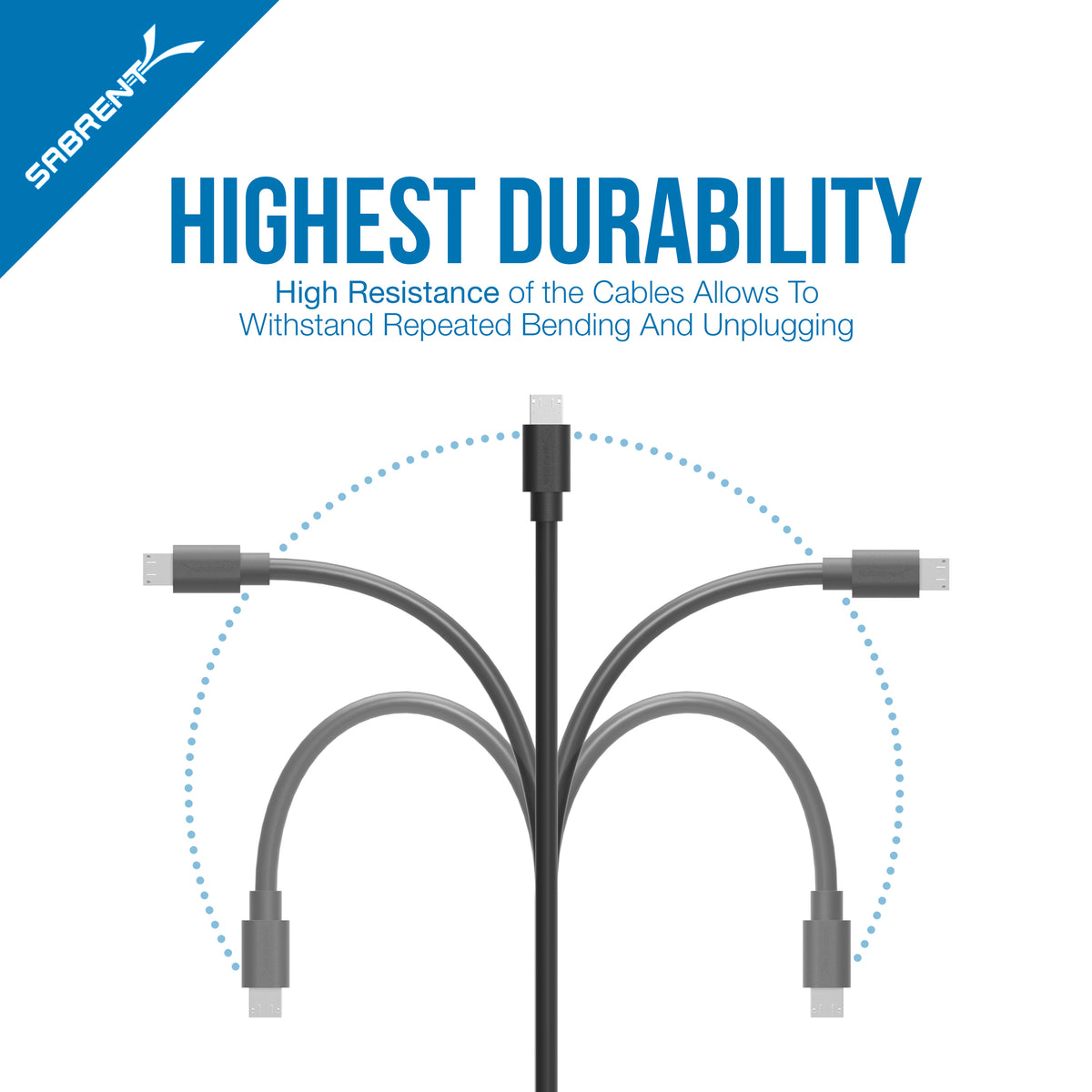 [6-Pack] 22AWG Premium 1ft Micro USB Cables High Speed USB 2.0 A Male to Micro B Sync and Charge Cables [Black]