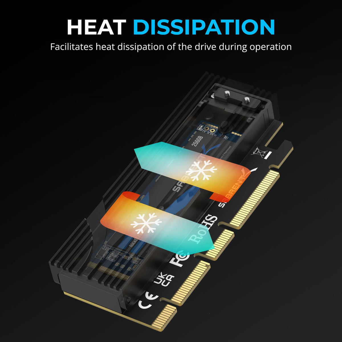 M.2 NVMe SSD to PCIe x16 Tool-Free Add-In Card (AIC)