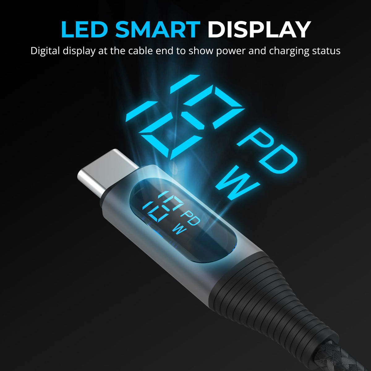 USB C to USB C Charging Cable with Smart Display