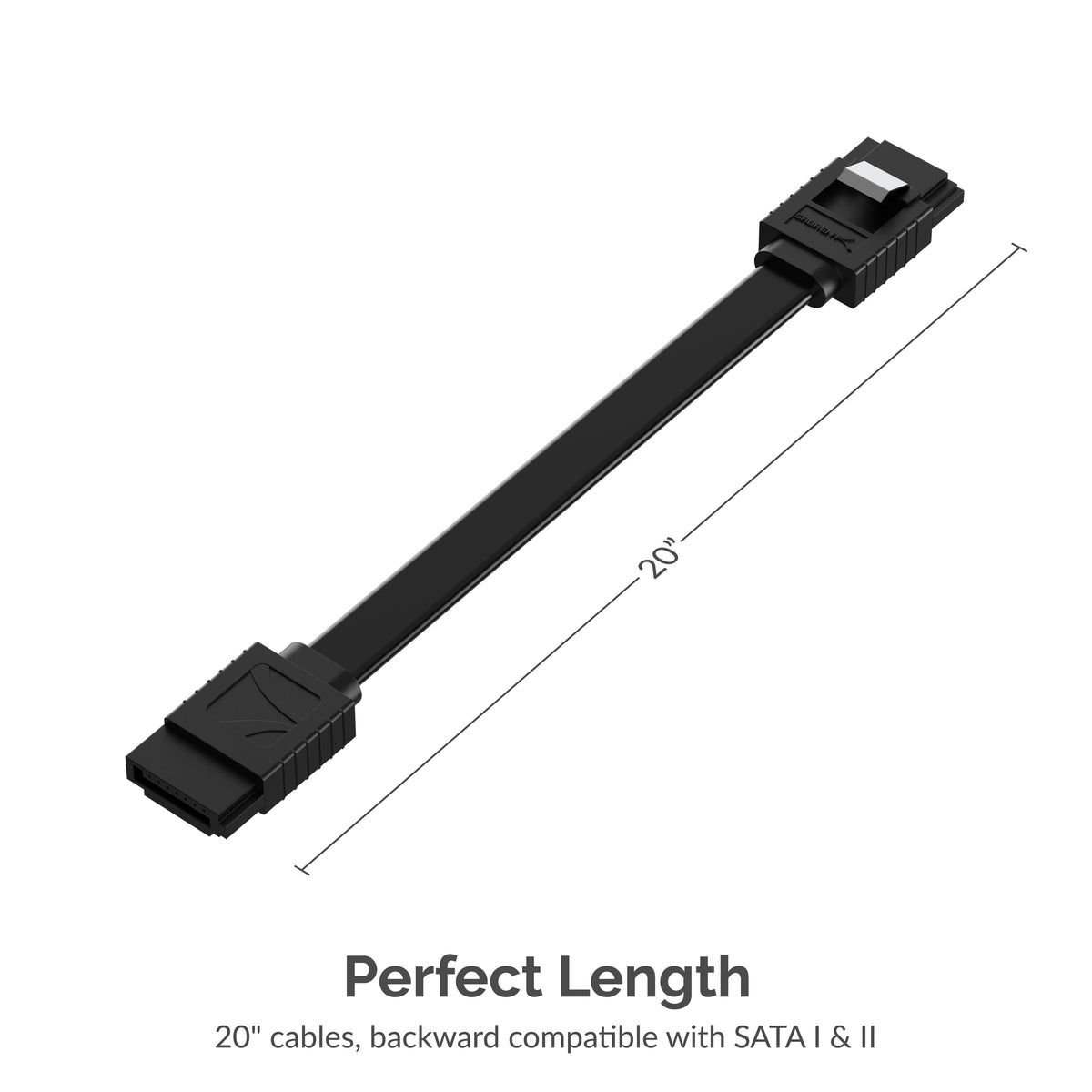 SATA III (6 Gbit/s) Straight Data Cable with Locking Latch for HDD / SSD / CD and DVD drives (3 Pack - 20-Inch)