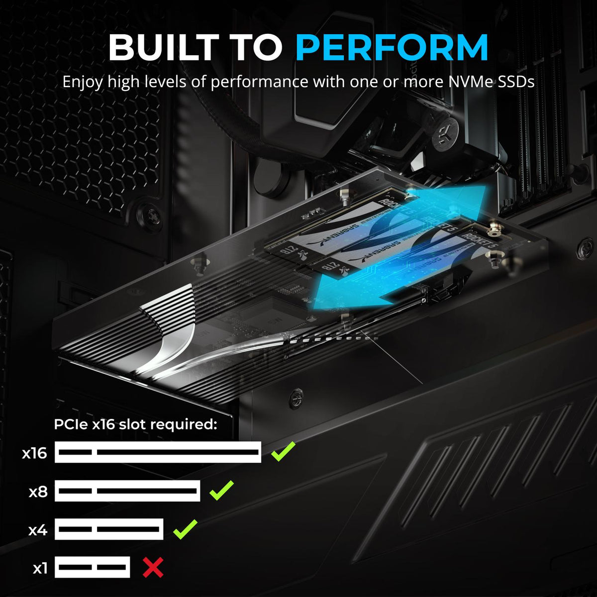 3-Drive PCIe 3.0x4 NVMe M.2 SSD Card with Ethernet Port