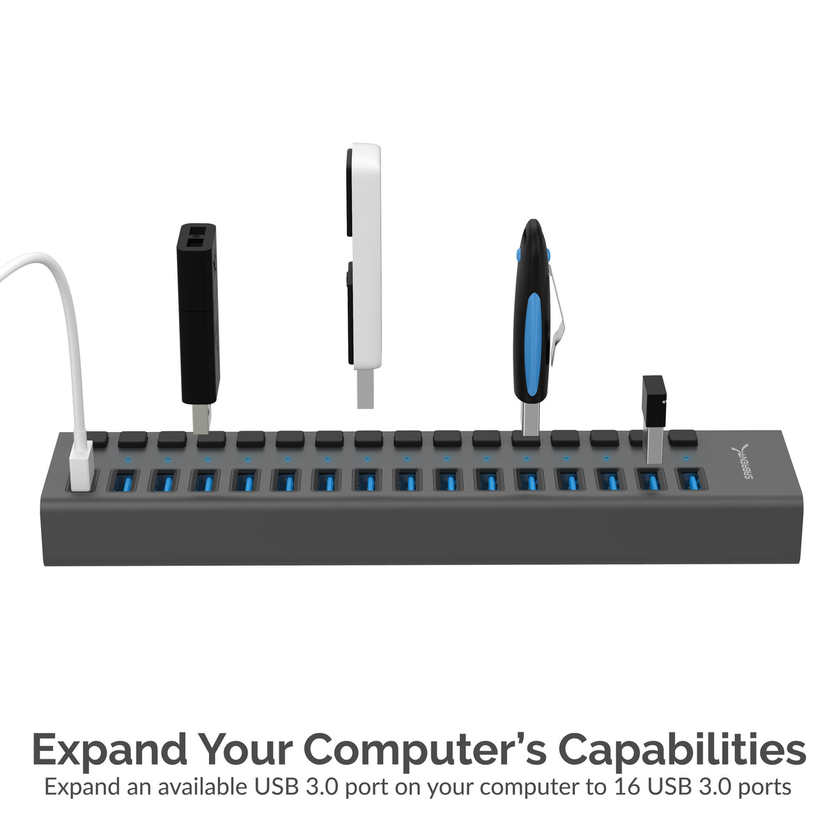 16-Port USB 3.0 Hub and Charger
