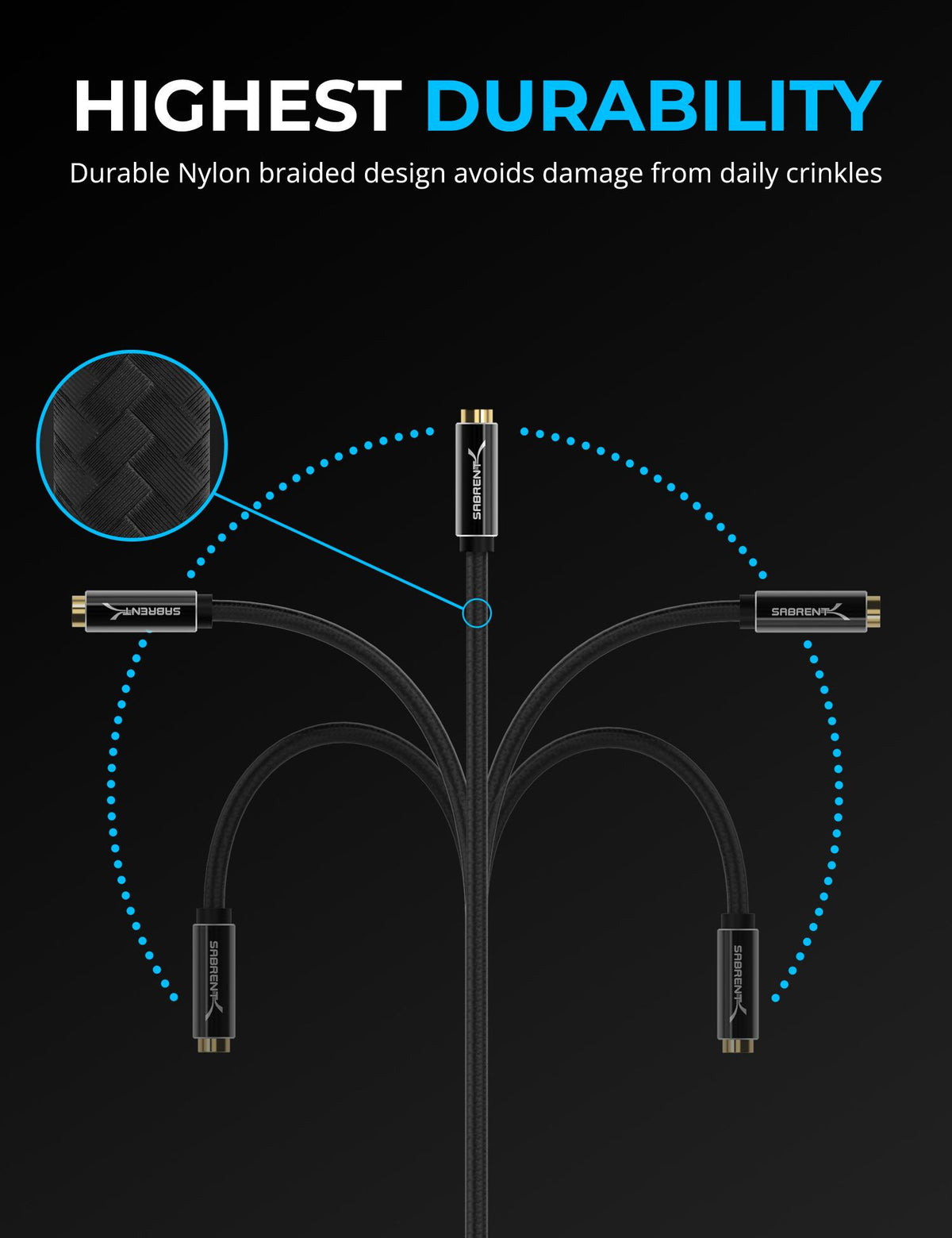 USB Type-A to 3.5mm Audio Jack Active Adapter 20" Cable