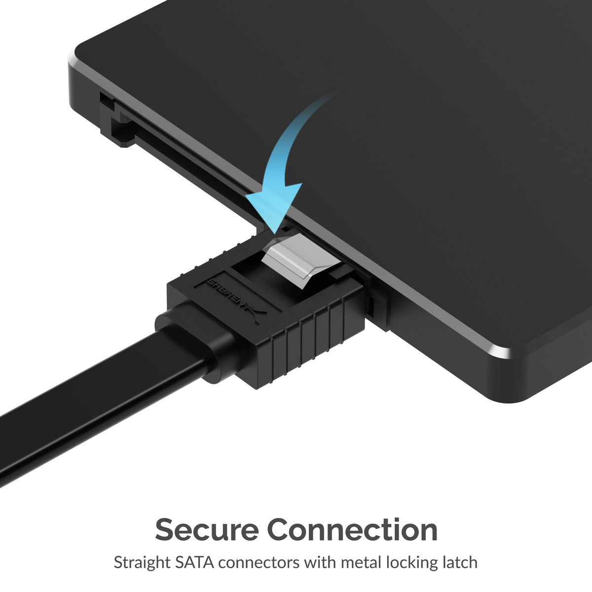 SATA III (6 Gbit/s) Straight Data Cable with Locking Latch for HDD / SSD / CD and DVD drives (3 Pack - 20-Inch)
