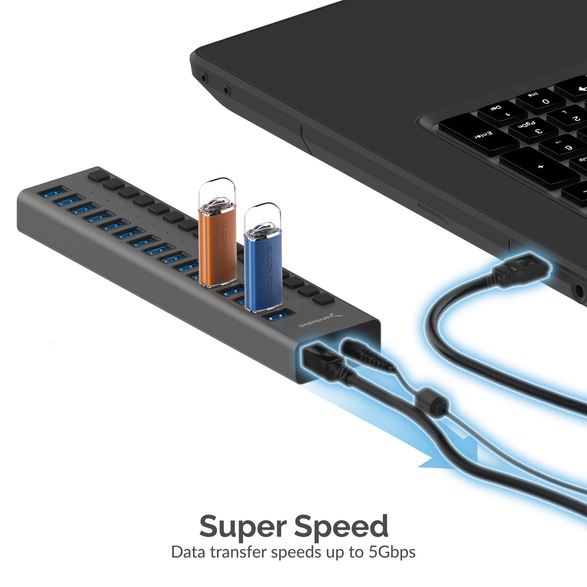 16-Port USB 3.0 Hub and Charger