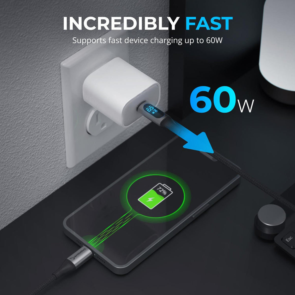 USB-C to Lightning Cable with Smart Display