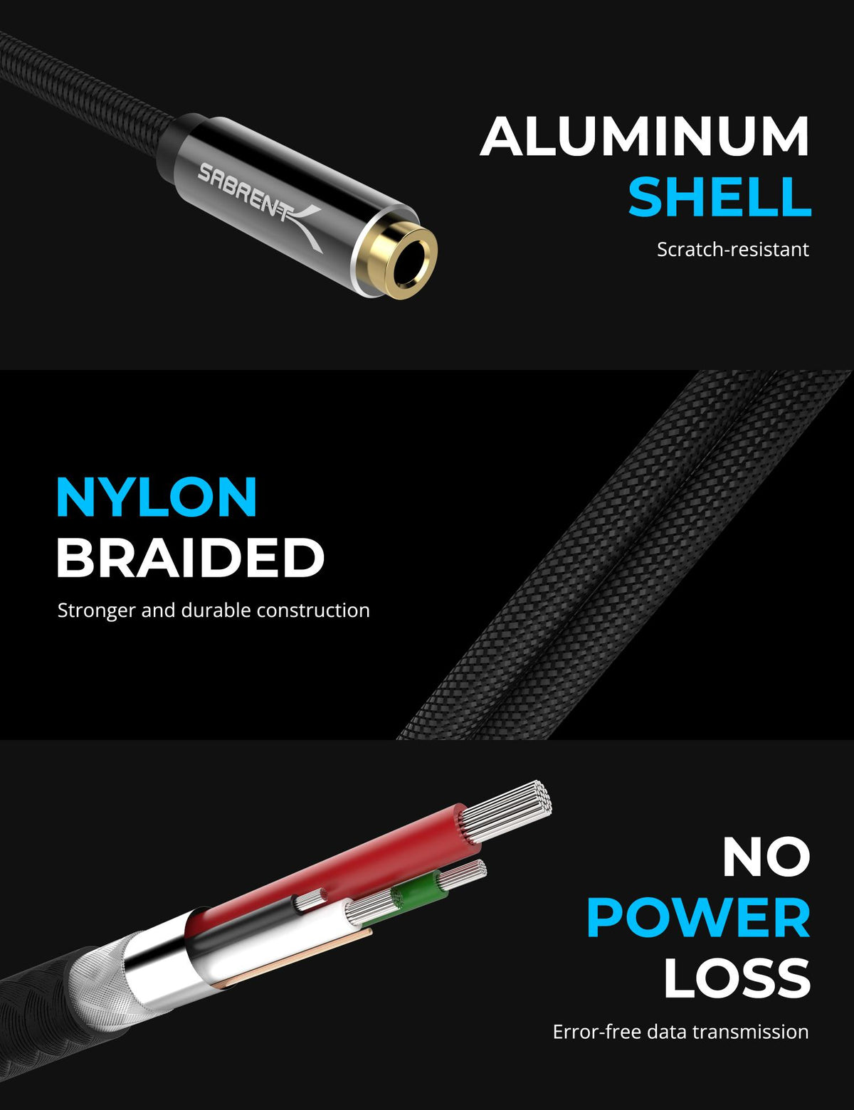 USB Type-A to 3.5mm Audio Jack Active Adapter 20" Cable