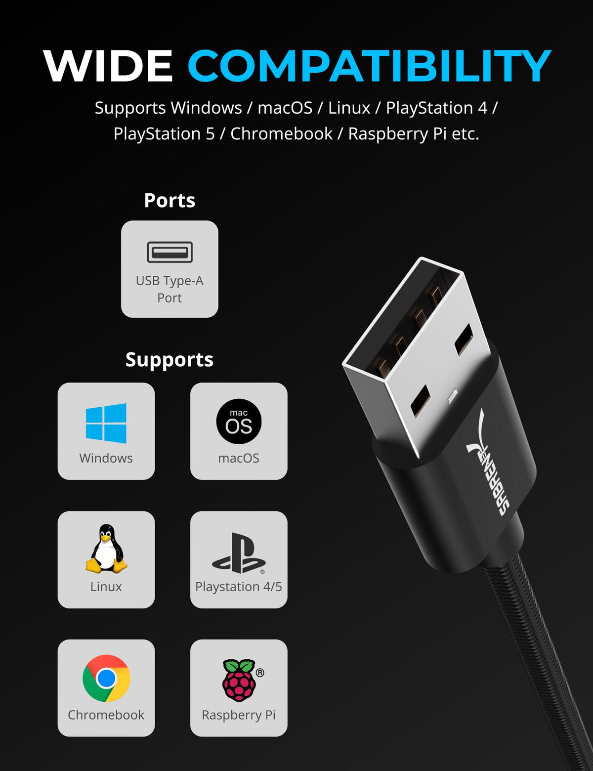 USB Type-A to 3.5mm Audio Jack Active Adapter 20" Cable