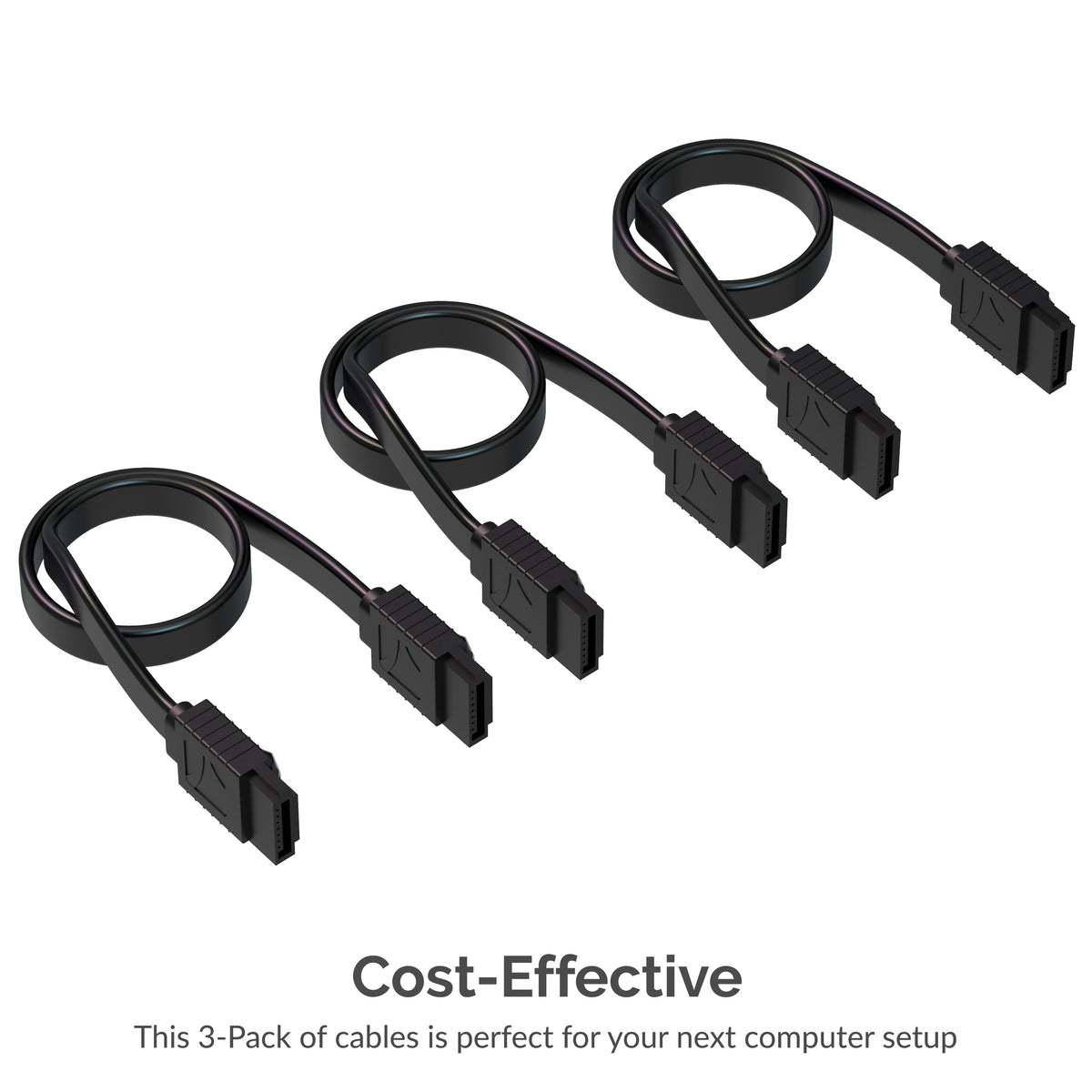 SATA III (6 Gbit/s) Straight Data Cable with Locking Latch for HDD / SSD / CD and DVD drives (3 Pack - 20-Inch)