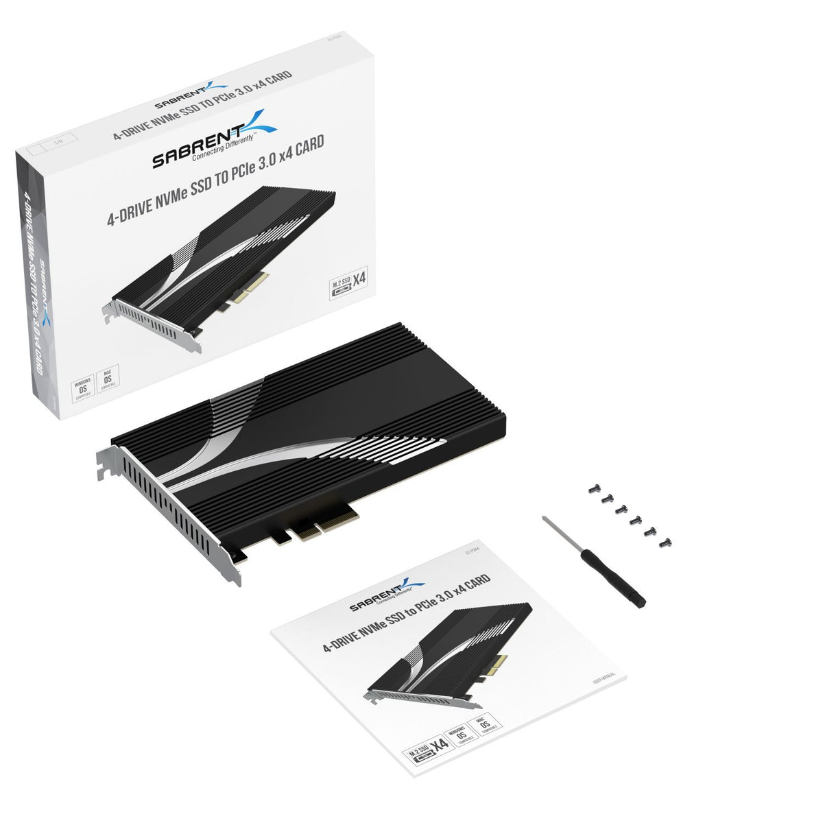4-Drive M.2 NVMe SSD to PCIe 3.0 x4 Adapter Card