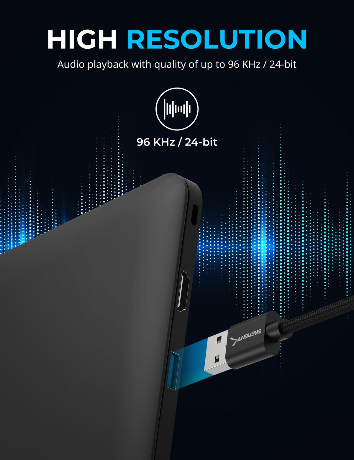 USB Type-A to 3.5mm Audio Jack Active Adapter 20" Cable