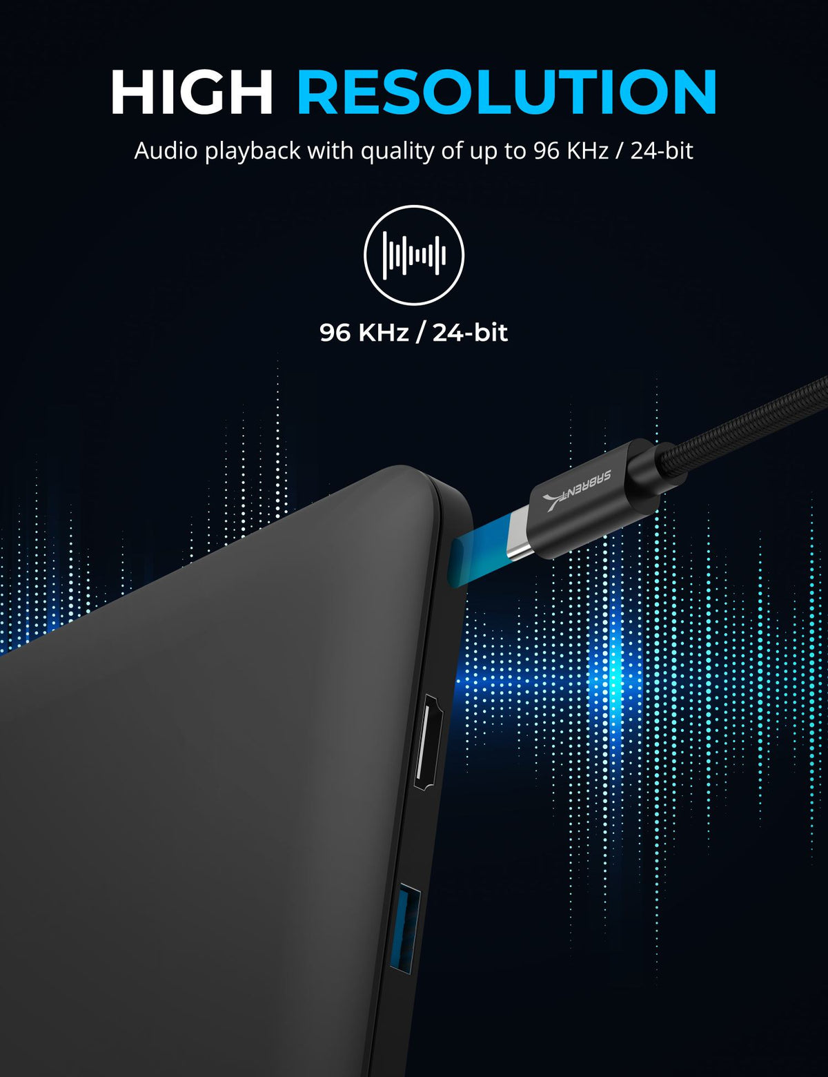 USB Type-C to 3.5mm Audio Jack Active Adapter 20" Cable