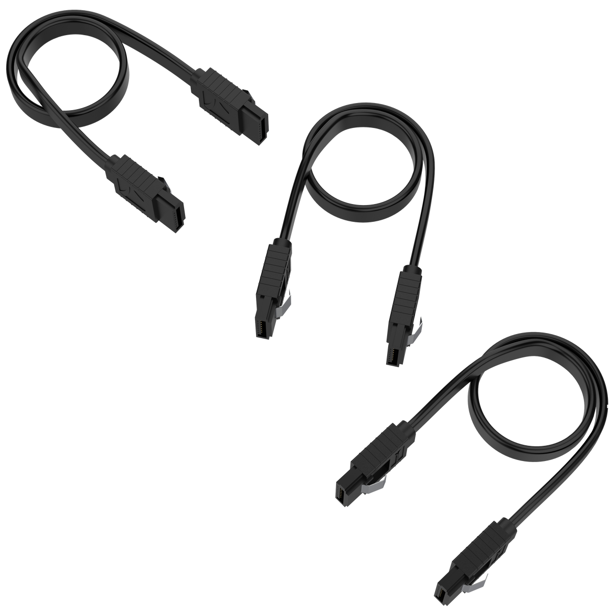 SATA III (6 Gbit/s) Straight Data Cable with Locking Latch for HDD / SSD / CD and DVD drives (3 Pack - 20-Inch)